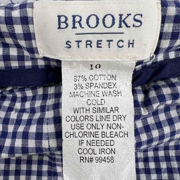 Brooks Stretch Womens Gingham Check Cropped Pants Side Zip Pocket Cotton Size 10 - Picture 5 of 5